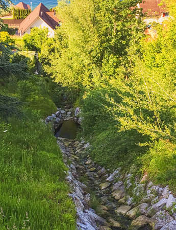 Mountain river in Wollerau, canton of Schwyz in Switzerland, nature and travelの写真素材