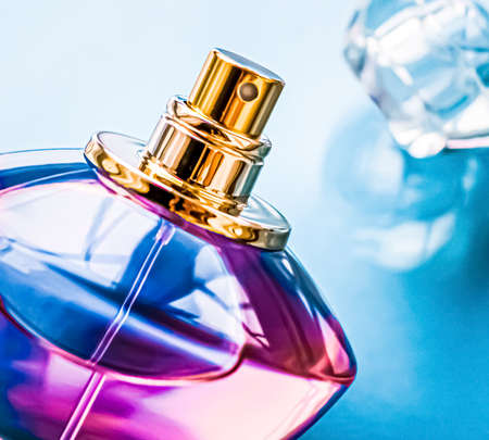 Perfume bottle on glossy background, sweet floral scent, glamour fragrance and eau de parfum as holiday gift and luxury beauty cosmetics brand designの写真素材