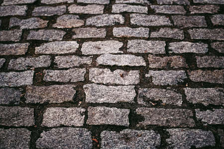 Stone pavement texture, old town street road backgroundの写真素材