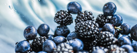 Blueberries and blackberries as fruit background, healthy food and berry juice, vegan snack and diet nutritionの写真素材