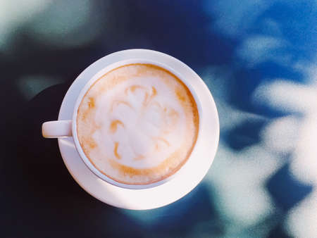 Cappuccino in summer cafe outdoorsの写真素材
