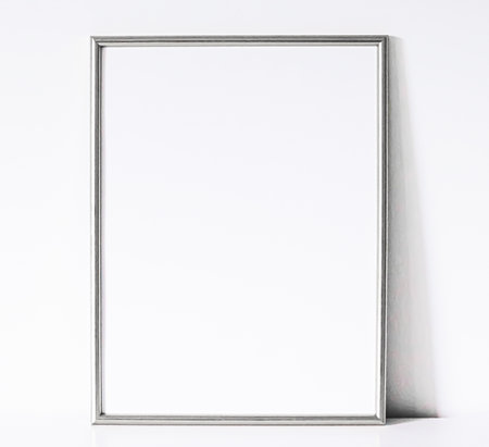 Silver frame on white furniture, luxury home decor and design for mockup, poster print and printable art, online shop showcaseの写真素材