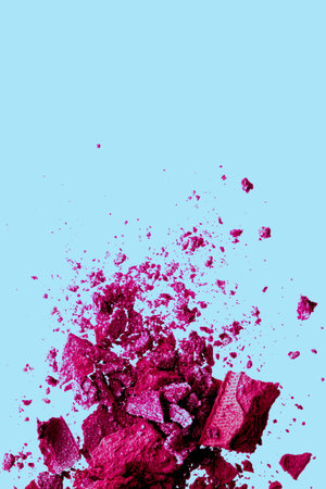 Beauty and makeup flatlay design, mineral organic eyeshadow as powder cosmetics, blush or crushed cosmetic product as make-up backgroundの写真素材