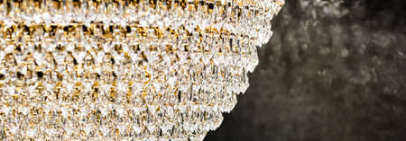 Crystal glass chandelier as home decor, interior design and luxury furniture detail, holiday invitation card backgroundの写真素材