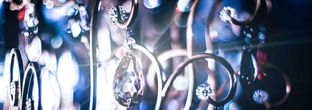 Crystal glass chandelier as home decor, interior design and luxury furniture detail, holiday invitation card backgroundの写真素材