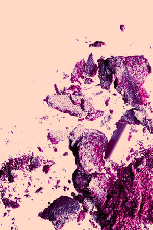 Beauty and makeup flatlay design, mineral organic eyeshadow as powder cosmetics, blush or crushed cosmetic product as make-up backgroundの写真素材