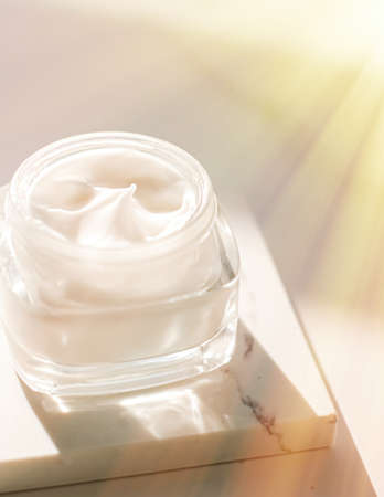 Face cream moisturiser as skincare and bodycare luxury product, home spa and organic beauty cosmetics for natural skin care morning routineの写真素材