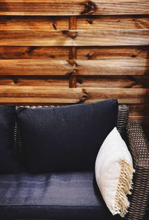 Garden furniture design detail, outdoor sofa and cushions as home decor and patio or terrace...