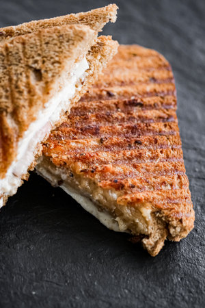 Food and snack, grilled cheese sandwiches, close-upの写真素材