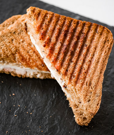 Food and snack, grilled cheese sandwiches, close-upの写真素材