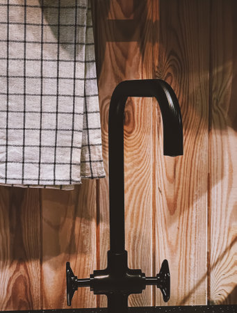 Home decor and interior design, modern kitchen sink faucet, furniture and decoration detailsの写真素材