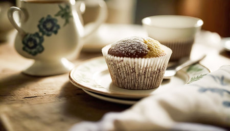 Homemade cakes, muffins served for tea. Generative Ai.の素材