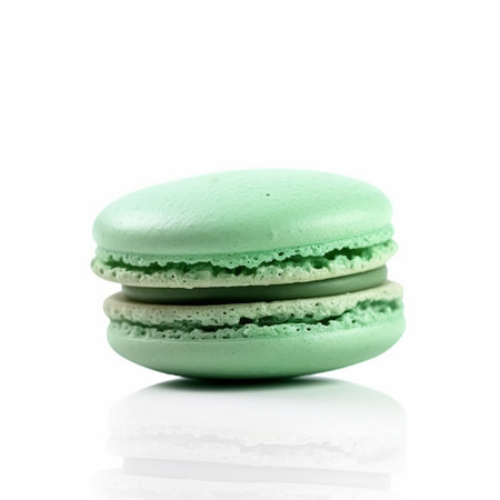 Macaron macaroon isolated on white background, cream pastel chic cafe dessert, sweet food and holiday cake for luxury confectionery, post-processed, generative aiの素材