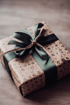 Holiday gift and present, country cottage style gift box for birthday, Christmas, boxing day, wedding and holidays shopping, post-processed, generative aiの素材