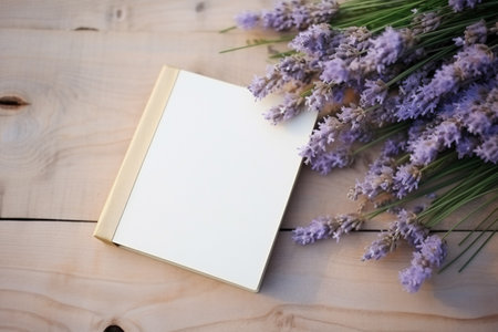 Blank paper and flowers on country background for printable art, paper, stationery and greeting card mockup ideaの素材