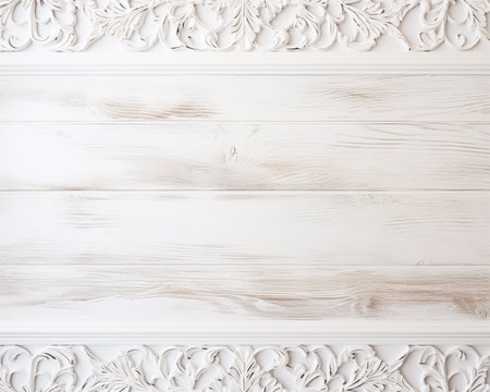 Antique wooden table desk background, white wood texture flatlay backdrop, for holiday design and luxury branding ideaの素材