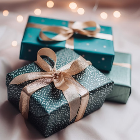 Holiday gifts and presents, country cottage style gift boxes for birthday, Christmas, boxing day, wedding and holidays shopping, post-processed, generative aiの素材