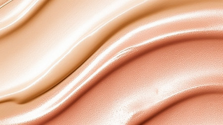 Golden beige cosmetic texture, liquid foundation, gold shimmer, bronzer, highlighter or concealer as beauty makeup product background, skincare cosmetics and luxury make-up, post-processed, generative aiの素材