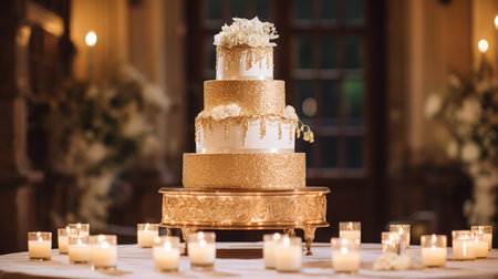 Wedding cake design, autumnal dessert styling and holiday decoration, multi-tier cake for an autumn event venue, food catering service and elegant country decor, cottage style inspirationの素材
