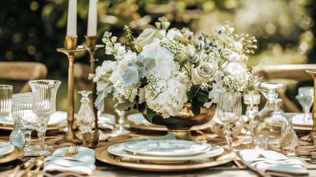 Wedding decoration in the cottage, floral country wedding decor, cake and event celebration, English countryside styleの素材