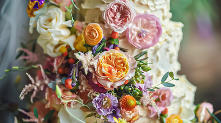 Wedding decoration in the cottage, floral country wedding decor, cake and event celebration, English countryside styleの素材