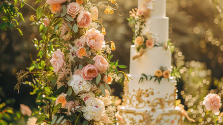 Wedding decoration with peonies, floral decor and event celebration, peony flowers and wedding ceremony in the garden, English country styleの素材