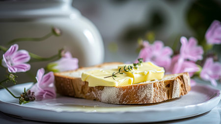 Bread and butter, homemade baking and traditional food, country lifeの素材