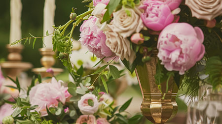 Wedding decoration with peonies, floral decor and event celebration, peony flowers and wedding ceremony in the garden, English country styleの素材