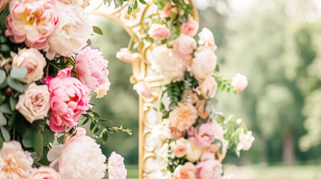Wedding decoration with peonies, floral decor and event celebration, peony flowers and wedding ceremony in the garden, English country styleの素材