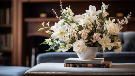 Beautiful floral arrangement with winter, autumn or early spring botanical plants and flowersの素材