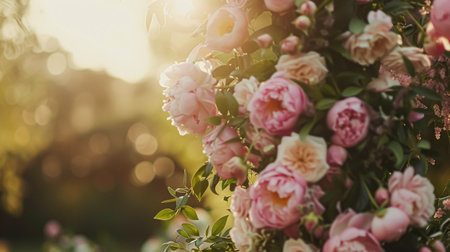 Wedding decoration with peonies, floral decor and event celebration, peony flowers and wedding ceremony in the garden, English country styleの素材