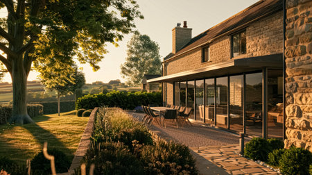 Cotswolds cottage in the English countryside style, modern architecture and designの素材