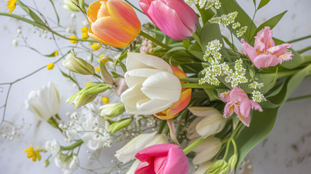 Spring flowers in vintage vase, beautiful floral arrangement, home decor, wedding and florist designの素材