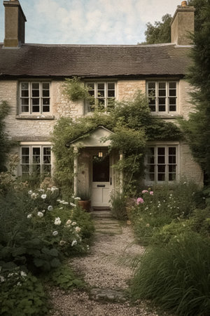 Cotswolds cottage in the English countryside style, modern architecture and design styleの素材