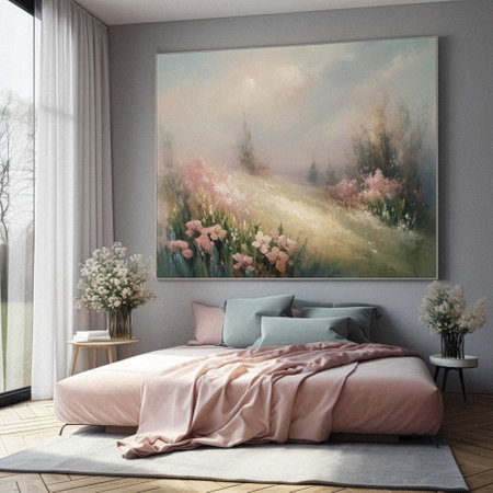 Artwork in a frame in the English countryside style, art and home decor ideaの素材