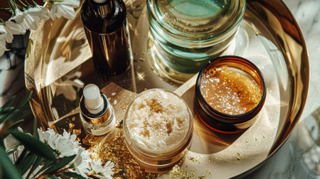 Skincare cosmetic product, spa and organic beauty cosmetics for bodycare, hair care, natural skin care routineの素材