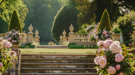 Wedding decoration with peonies, floral decor and event celebration, peony flowers and wedding ceremony in the garden, English country styleの素材
