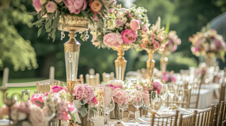 Wedding decoration with peonies, floral decor and event celebration, peony flowers and wedding ceremony in the garden, English country styleの素材
