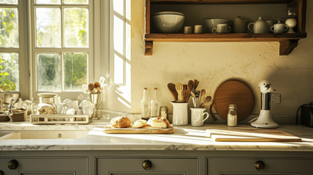 Bread and butter, homemade baking and traditional food, country lifeの素材