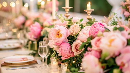 Wedding decoration with peonies, floral decor and event celebration, peony flowers and wedding ceremony in the garden, English country styleの素材