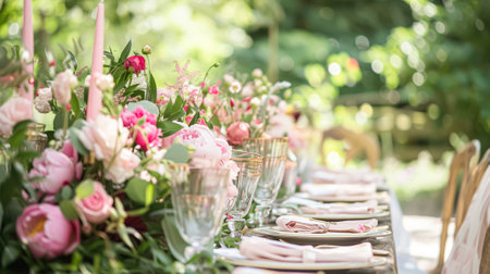 Wedding decoration with peonies, floral decor and event celebration, peony flowers and wedding ceremony in the garden, English country styleの素材