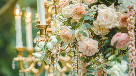 Grand wedding decoration in the country manor, floral decor and event celebration, flowers, wedding aisle and tablescape in the garden, English countryside style ideaの素材