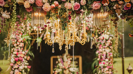 Grand wedding decoration in the country manor, floral decor and event celebration, flowers, wedding aisle and tablescape in the garden, English countryside style ideaの素材