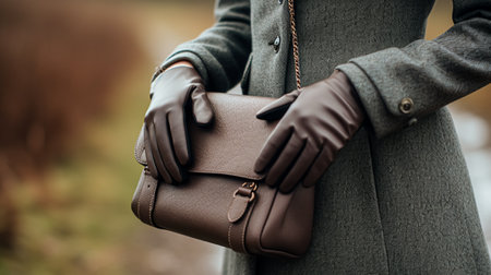 Fashion, accessory and style, autumn winter womenswear clothing collection, gloves and handbag, English countryside look inspirationの素材