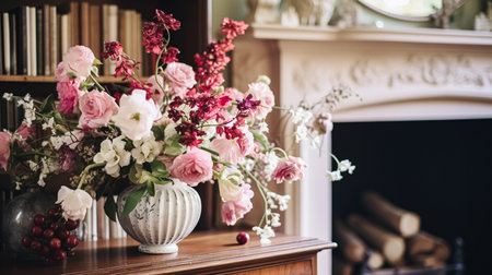 Beautiful floral arrangement with winter, autumn or early spring botanical plants and flowersの素材