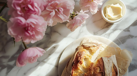 Bread and butter, homemade baking and traditional food, country lifeの素材