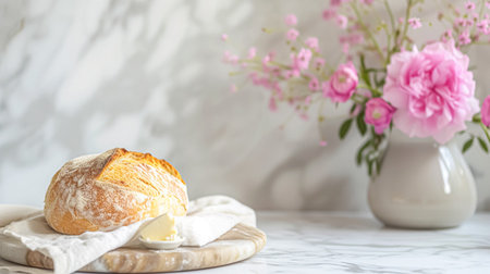 Bread and butter, homemade baking and traditional food, country lifeの素材