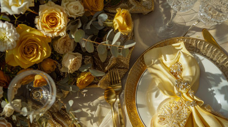 Table decor with fruits in citrus garden, holiday tablescape and dinner table setting, formal event decoration for wedding, family celebration, English country and home stylingの素材