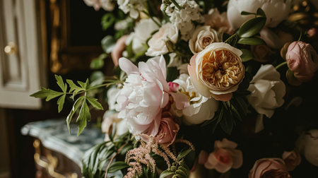 Wedding decoration with peonies, floral decor and event celebration, peony flowers and wedding ceremony in the garden, English country styleの素材