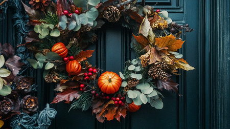 Autumnal countryside house decoration, autumn cottage home decor and seasonal interior design ideas, halloween decorations, fall season holiday English country style ideasの素材